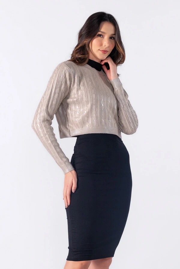 Blusa tricot metalizado