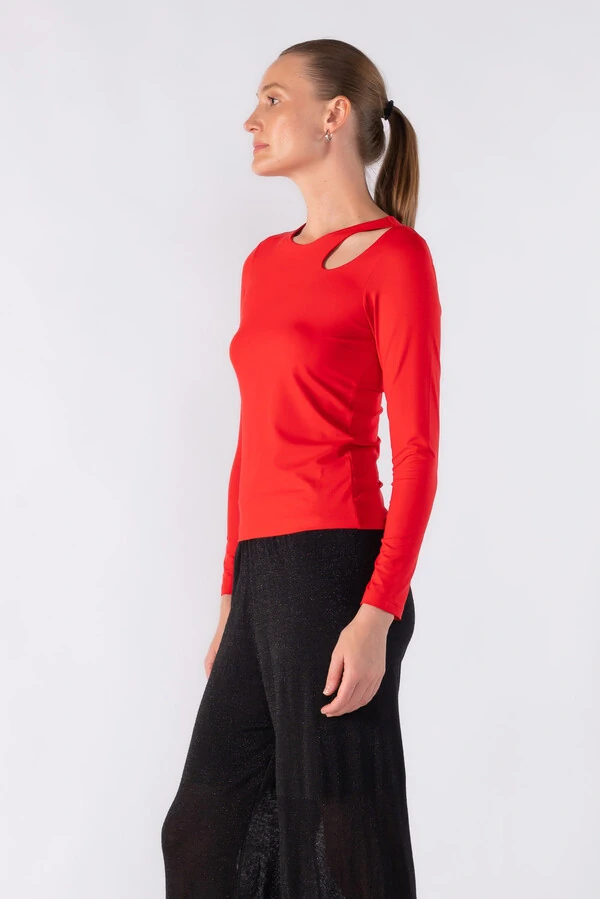 Blusa manga longa com recorte