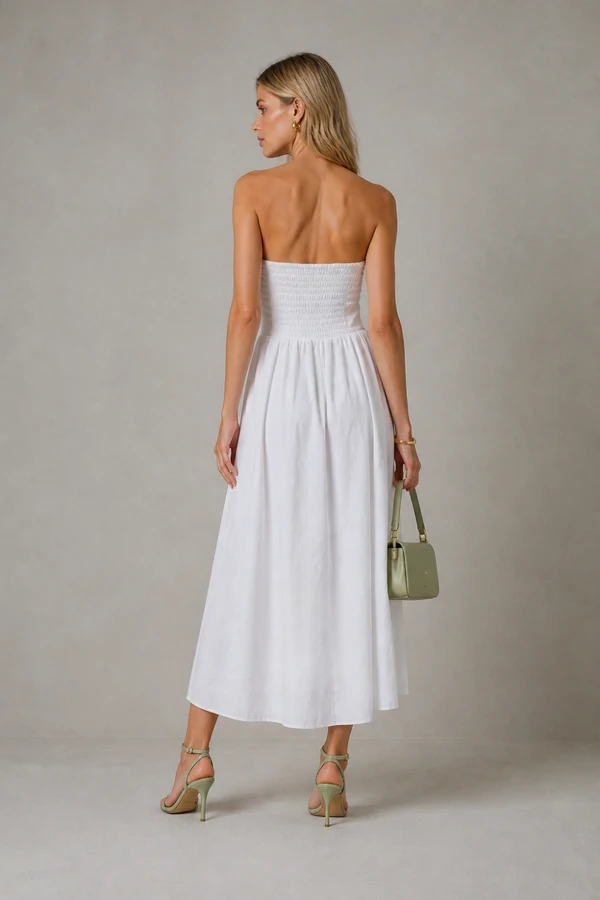 Vestido midi tomara que caia