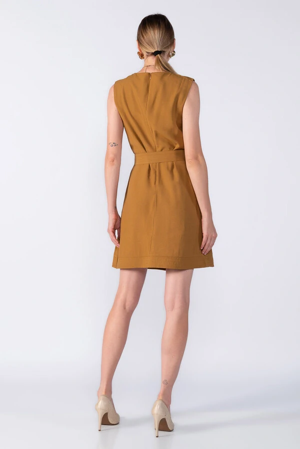 Vestido curto viscose detalhe cruzado