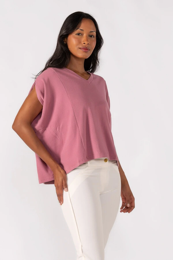 Blusa oversized decote em V