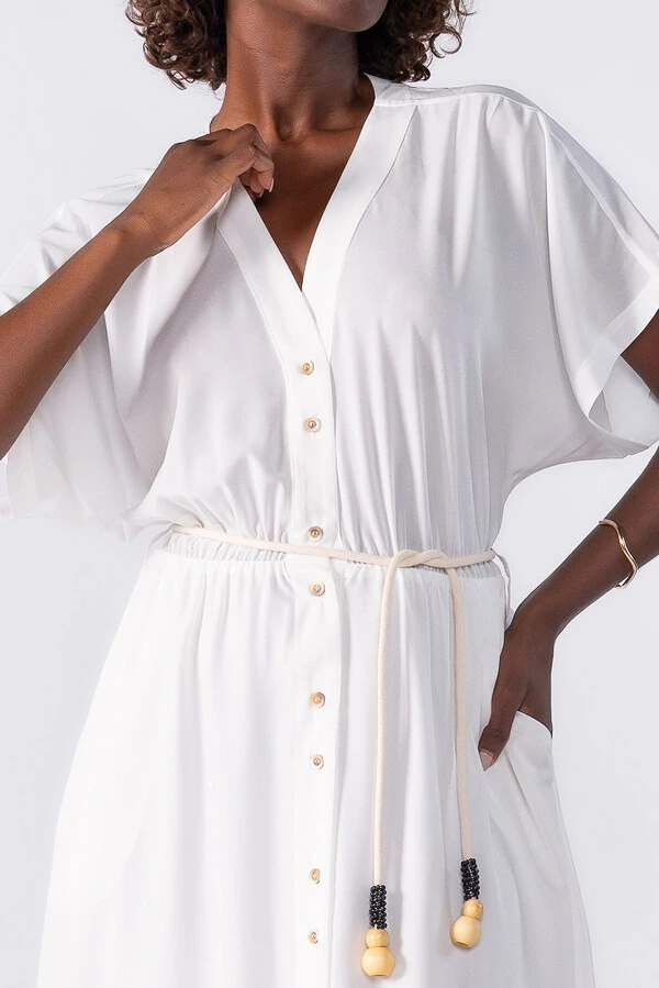 Vestido midi com cordao