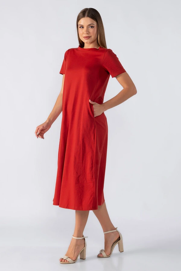 Vestido midi basico em algodao