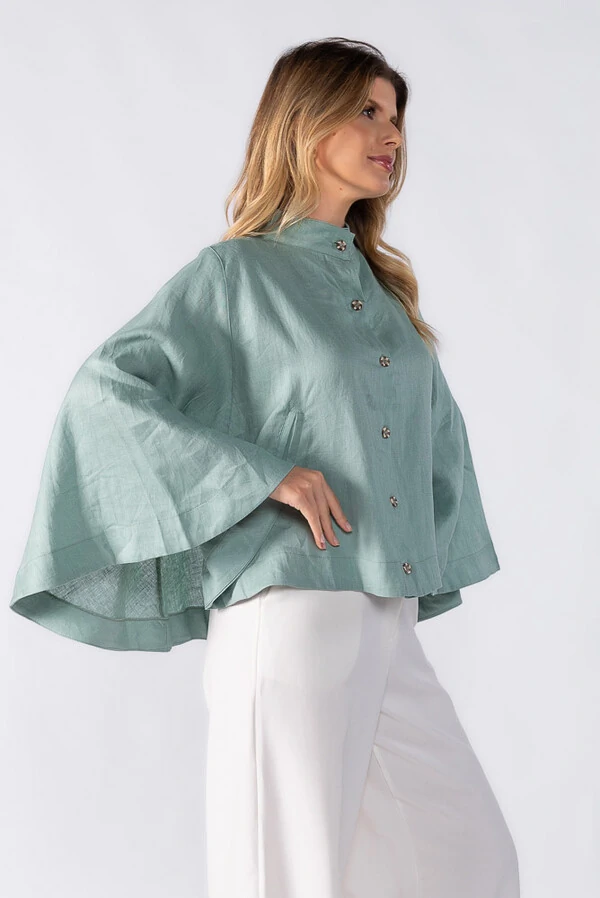 Poncho linho com botoes