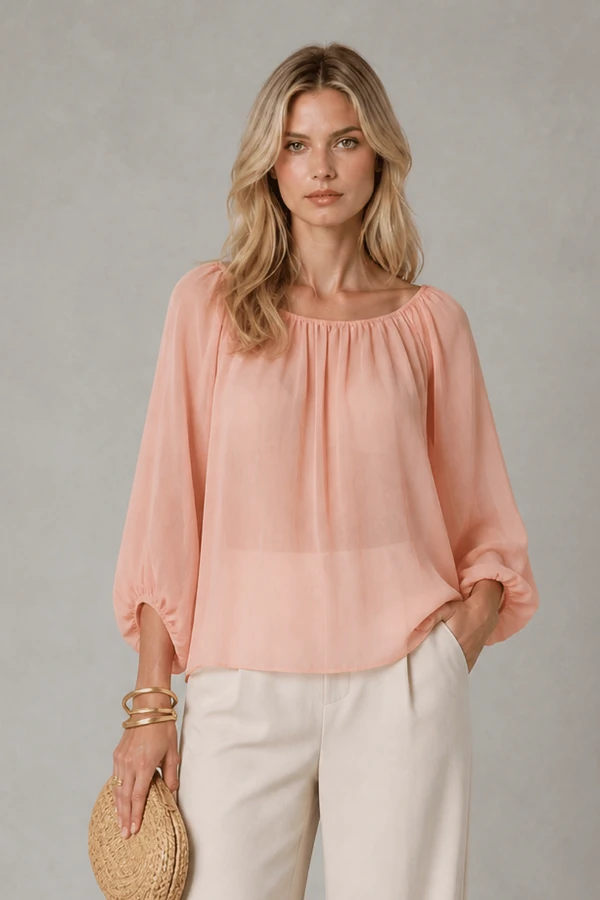 Blusa em crepe com pregas