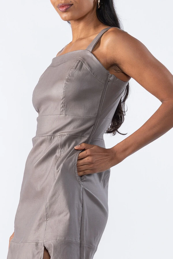 Vestido Midi Couro Resinado