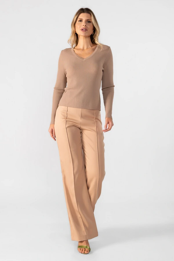 Blusa modal decote v manga longa