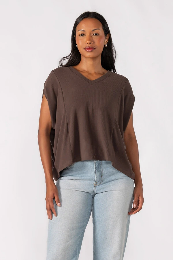 Blusa oversized decote em V