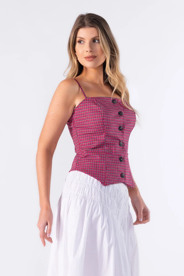 Blusa xadrez com botoes