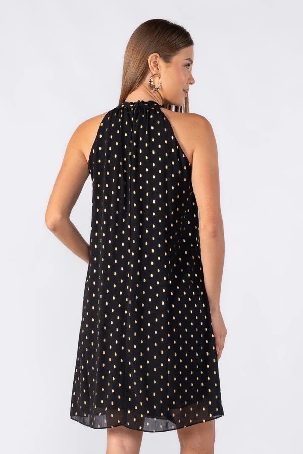 Vestido curto com detalhe metalizado