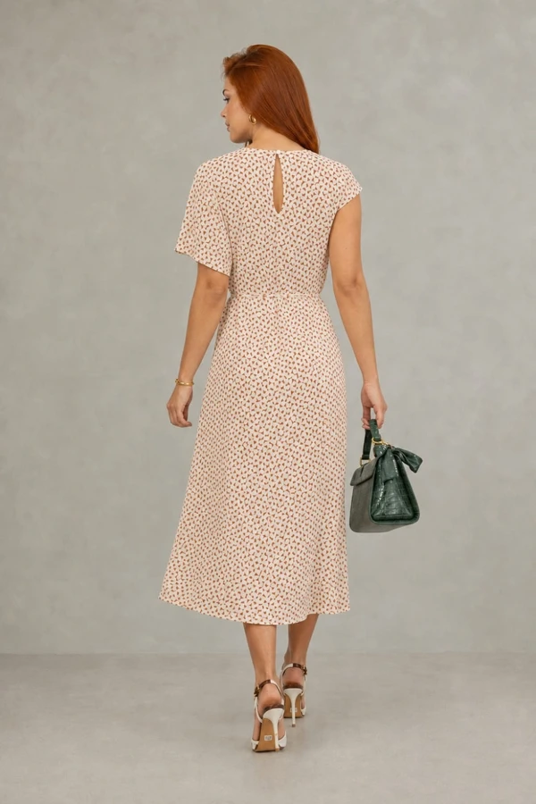 Vestido viscose com capa sobreposta