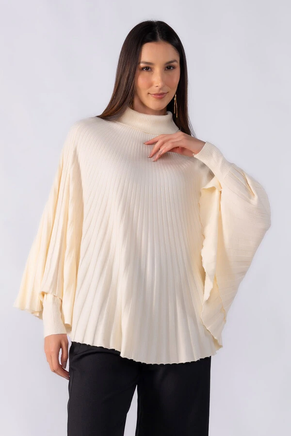 Poncho canelado com punho