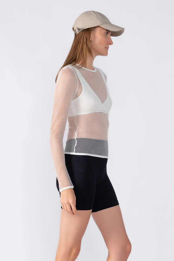 Blusa manga longa em tela com top