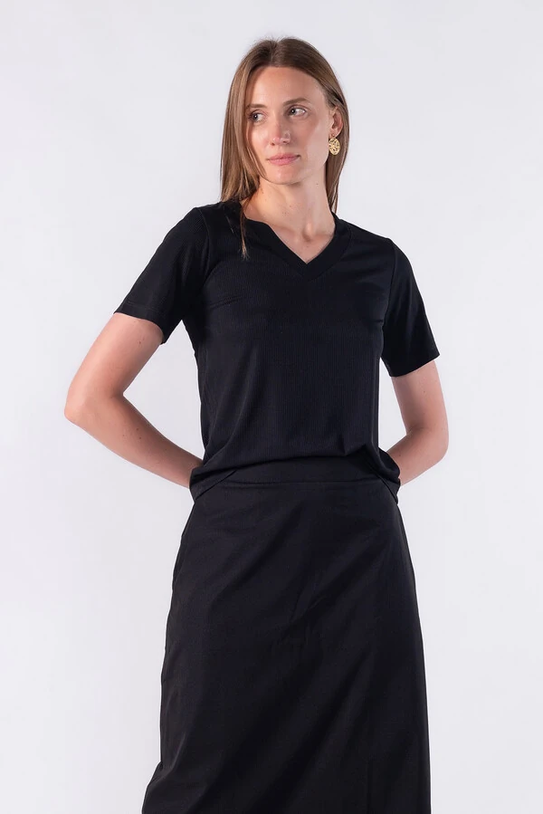 Blusa malha canelada basica