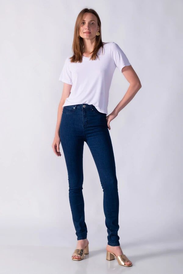 Calca skinny cintura alta