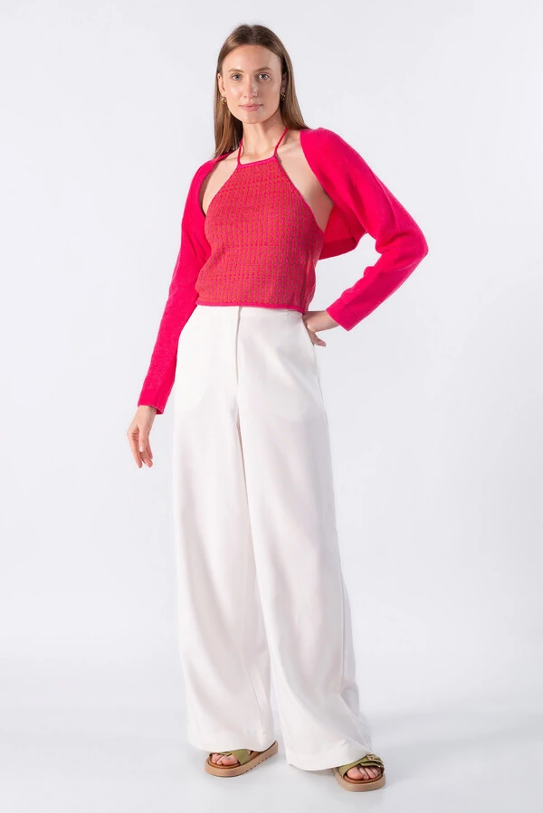Casaco e top bicolor de tricot