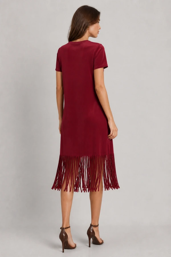Vestido de suede franja na barra