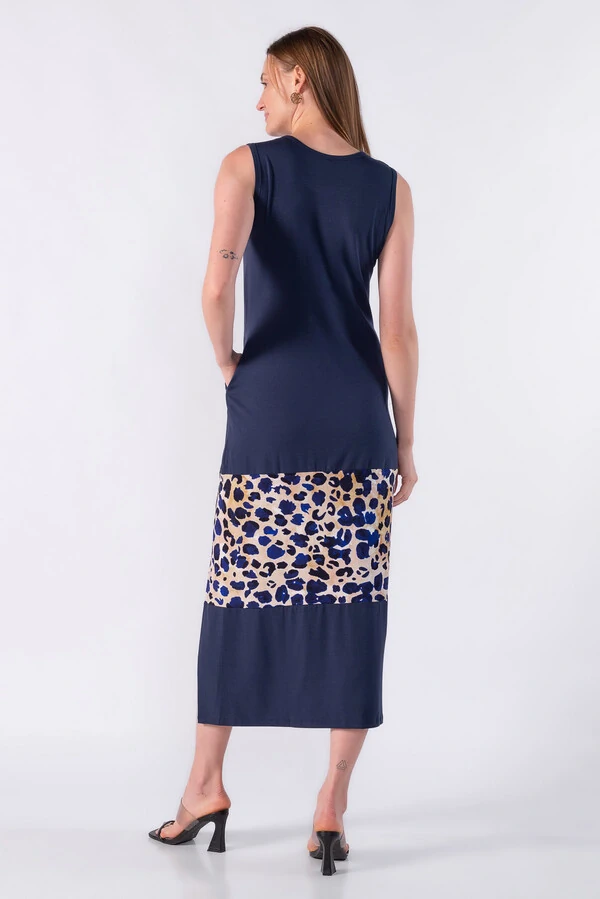 Vestido midi detalhe animal print