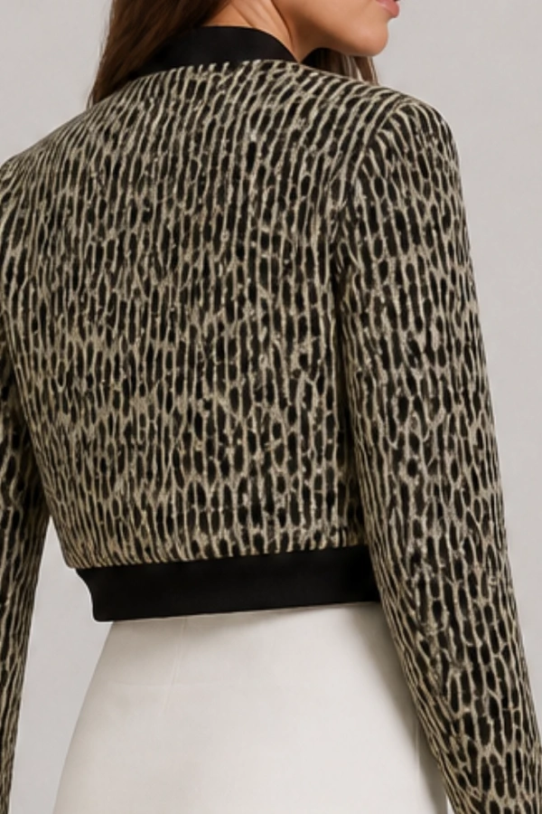 Jaqueta bomber animal print lã