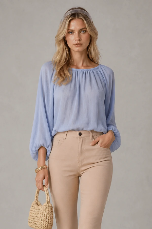 Blusa em crepe com pregas