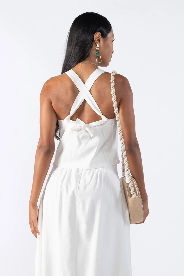 Blusa alfaiataria alça cruzada