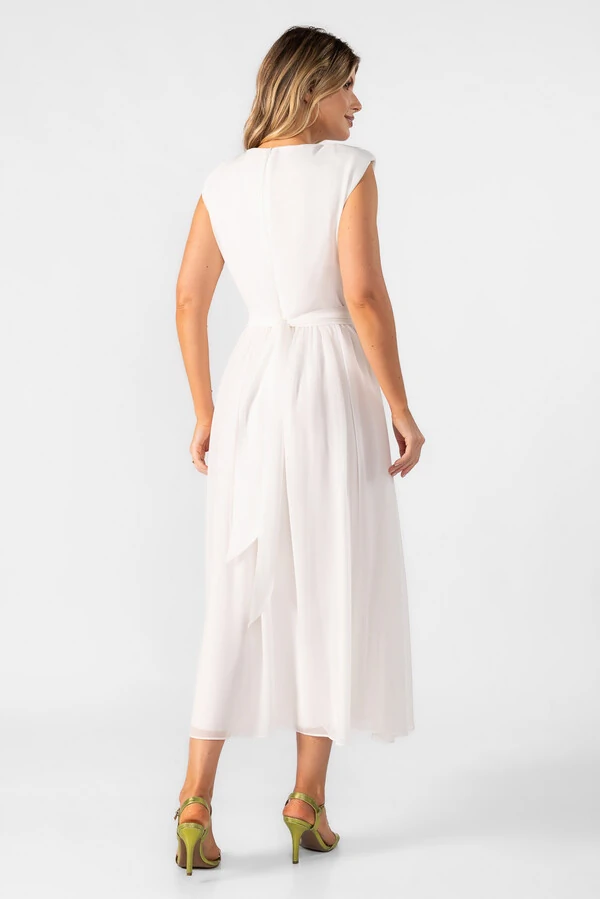 Vestido midi em chiffon