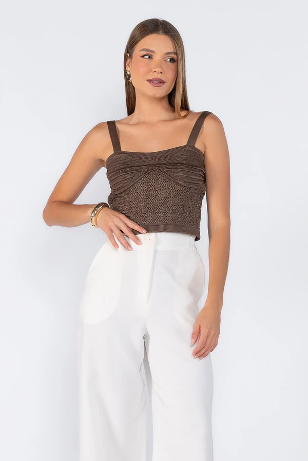 Cropped tricot texturizado