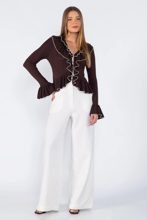 Blusa tricot com babados