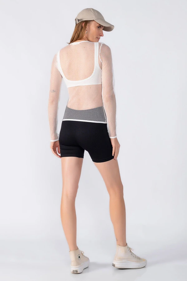 Blusa manga longa em tela com top