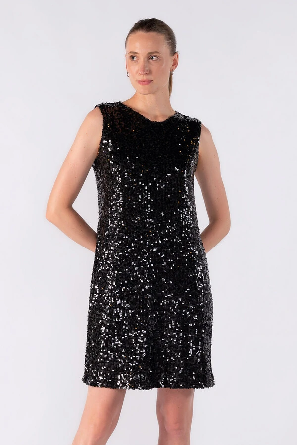 Vestido curto regata em paete