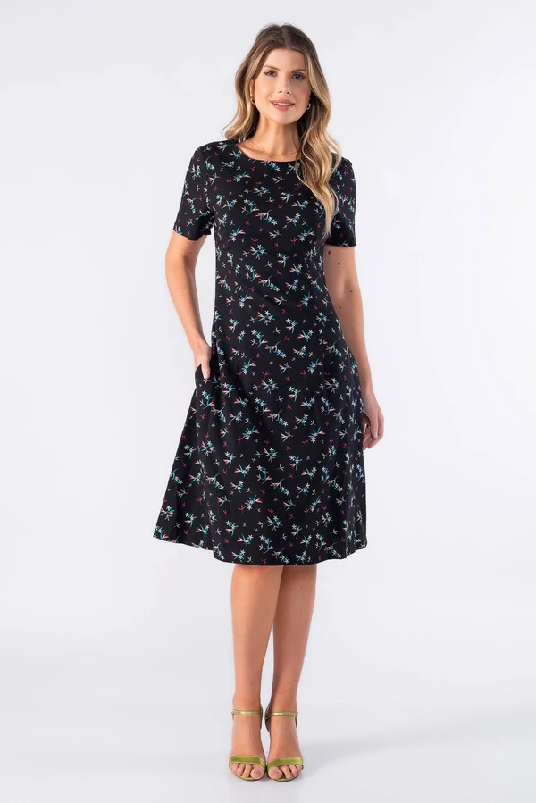 Vestido midi em crepe estampado