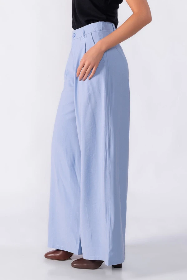 Pantalona com pregas frontal cintura alta