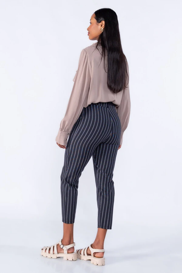 Calça Risca de Giz Pregas