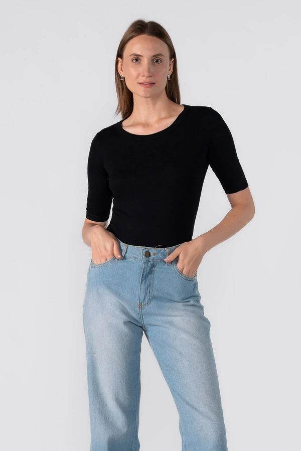 Blusa malha basica manga 3/4