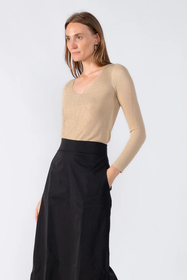 Blusa manga longa aplicacao em strass