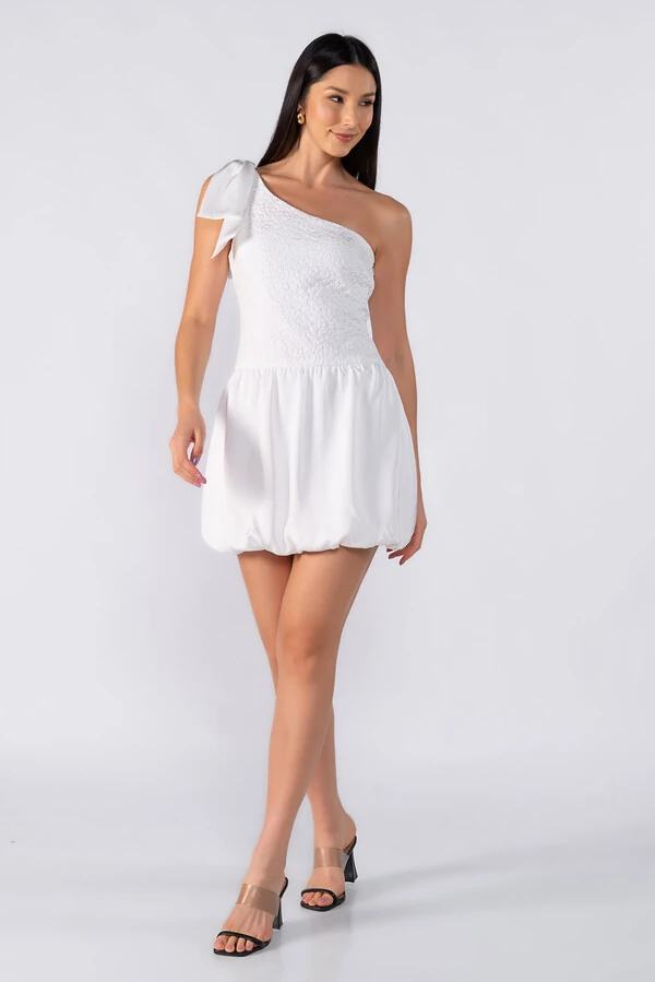Vestido balone curto manga nula