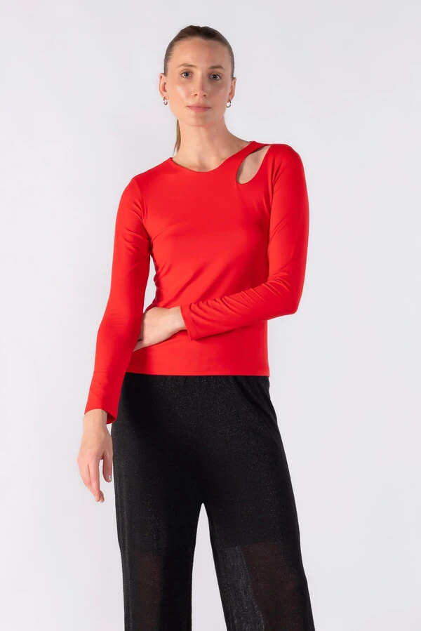 Blusa manga longa com recorte