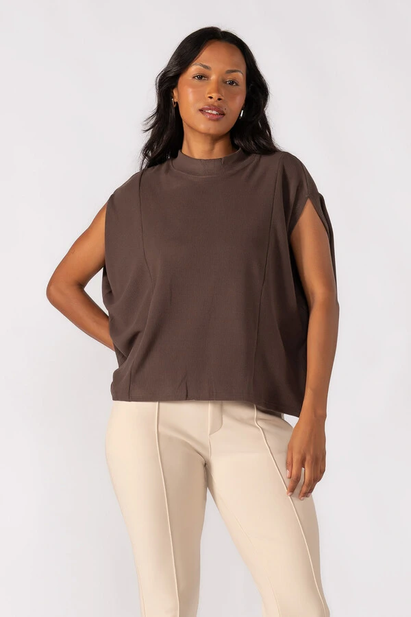 Blusa flanelada gola alta