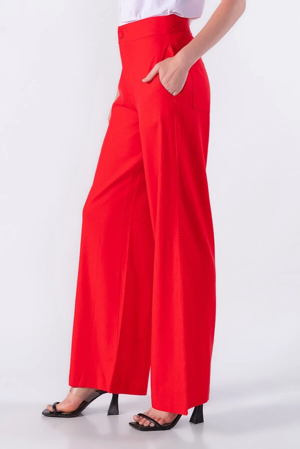 Pantalona viscolinho botao forrado