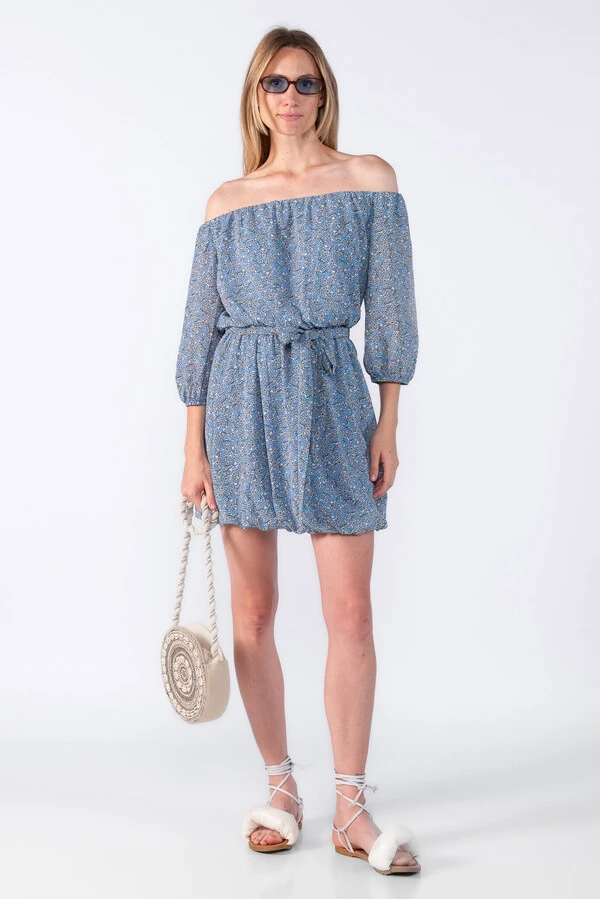 Vestido curto balonê estampado