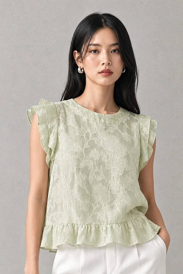 Blusa texturizada com babado