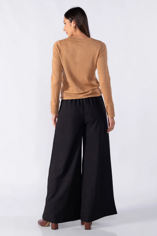 Blusa texturizada manga longa toque seda
