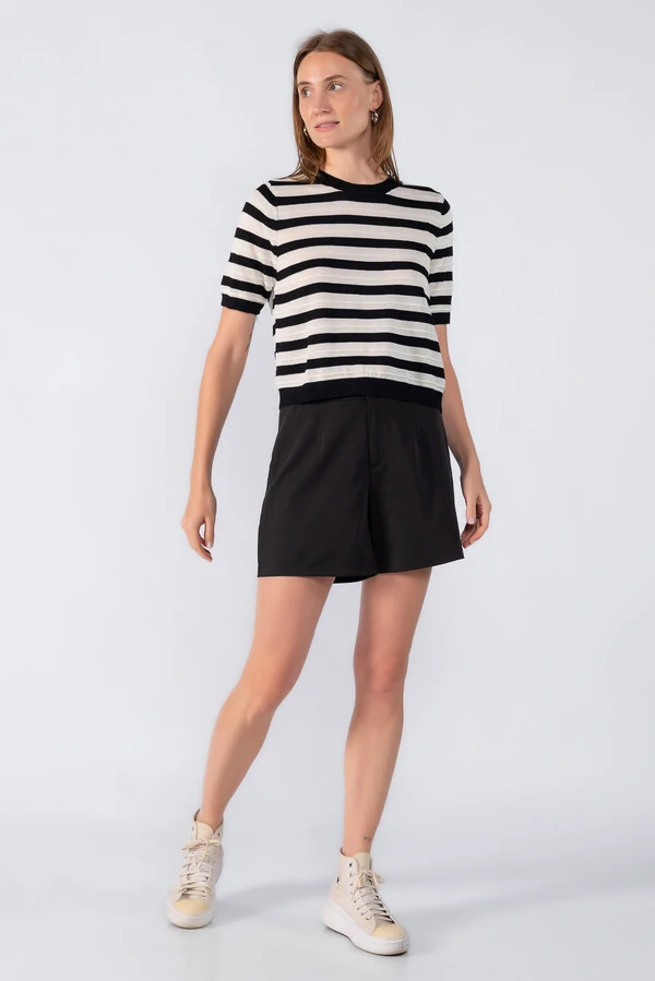 Blusa listrada manga curta