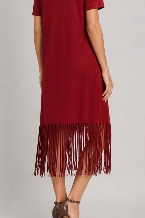 Vestido de suede franja na barra