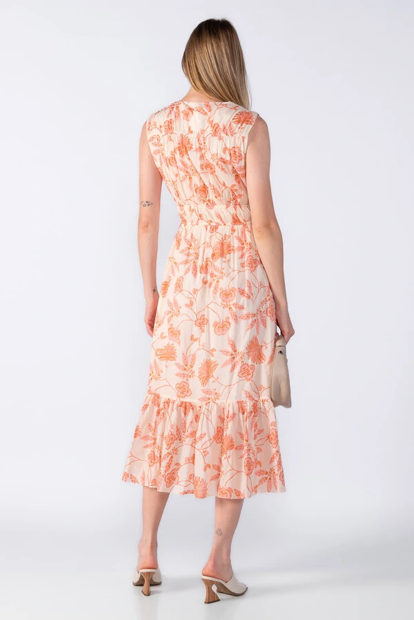 Vestido midi estampa franzido