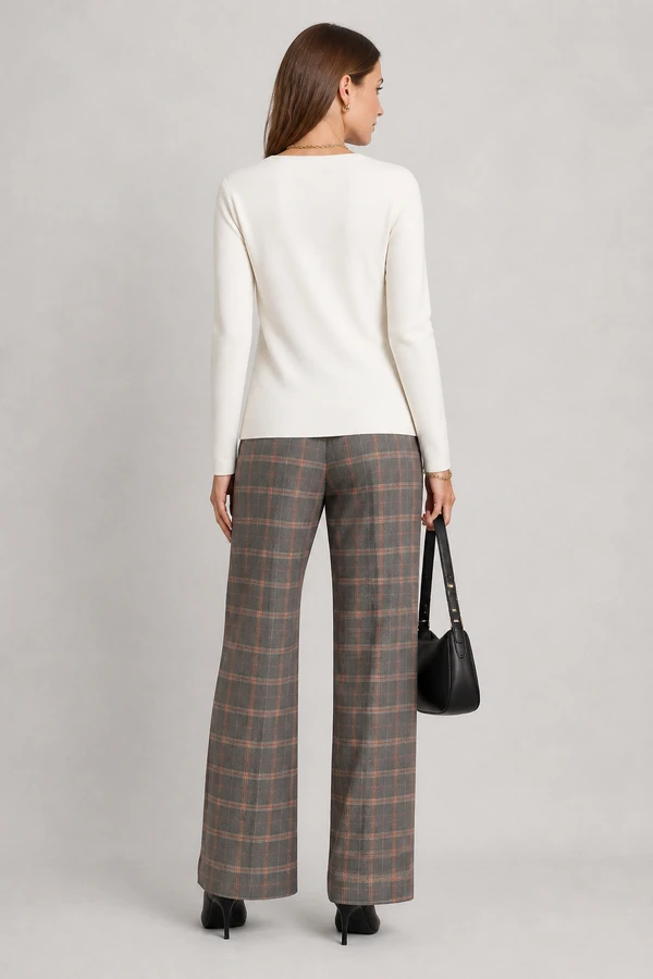 Calça pantalona xadrez