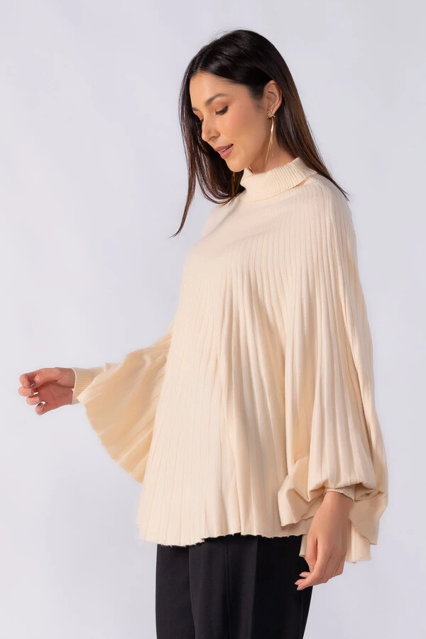 Poncho canelado com punho
