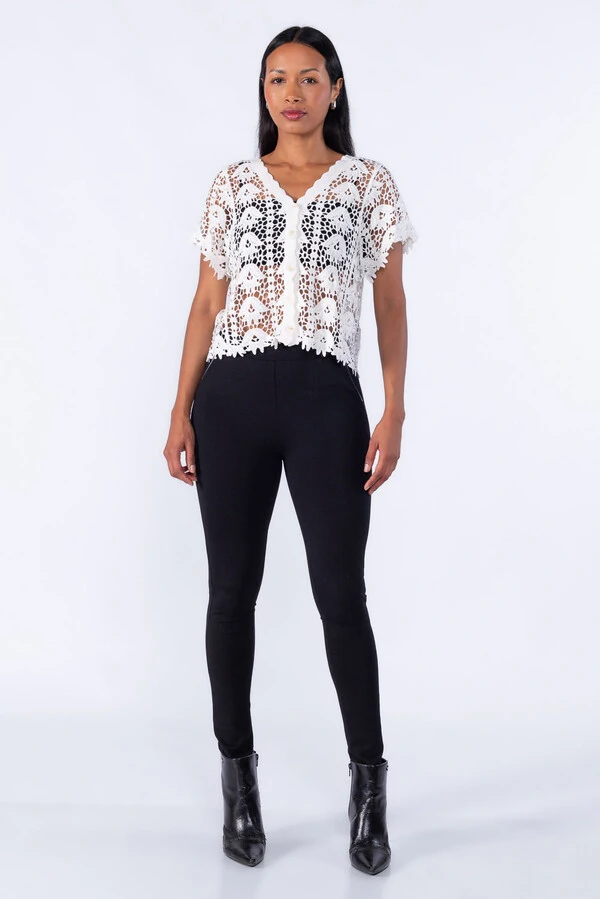 Blusa Guippir botão frontal