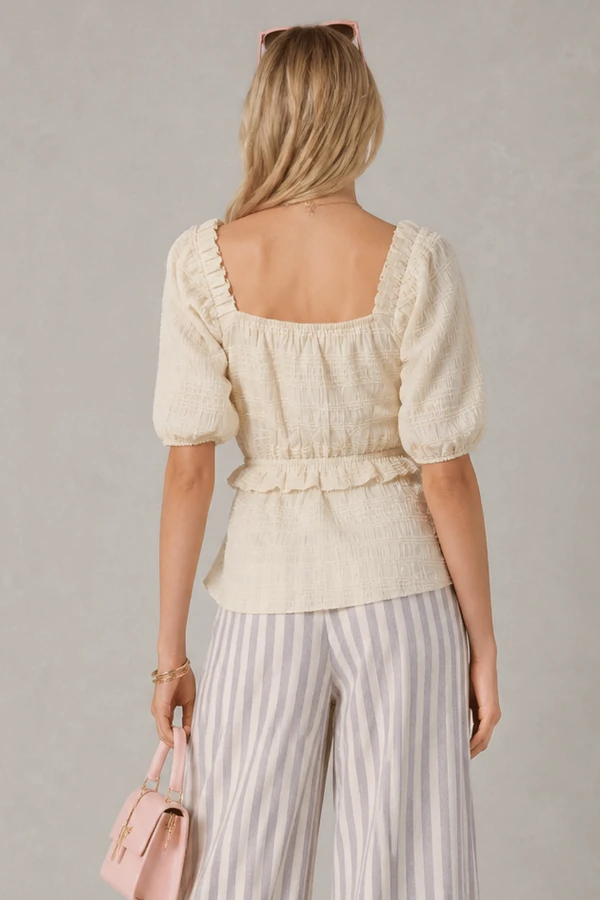 Blusa bata texturizada com lastex