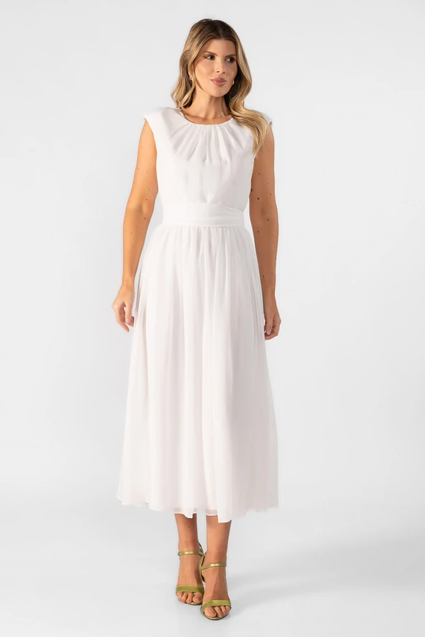 Vestido midi em chiffon